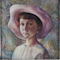 Mary E Carter oil on canvas painting of a girl with a hat - image 1