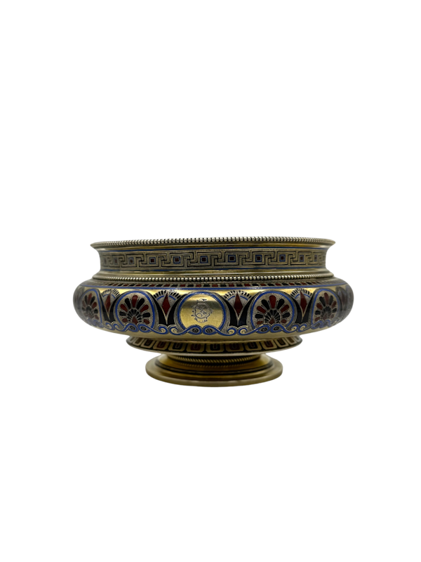 Russian silver gilt and champleve enamel bowl (bratina), Moscow, 1884. - image 1