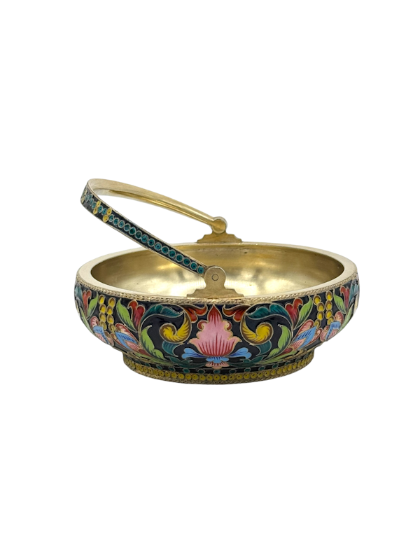 Russian soviet silver gilt and enamel sugar bowl, Moscow c.1950. - image 1