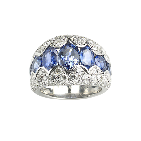 French Sapphire Diamond and White Gold Ring, Circa 1990 - image 5