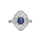 Art Deco Platinum sapphire and diamond cluster ring - image 1