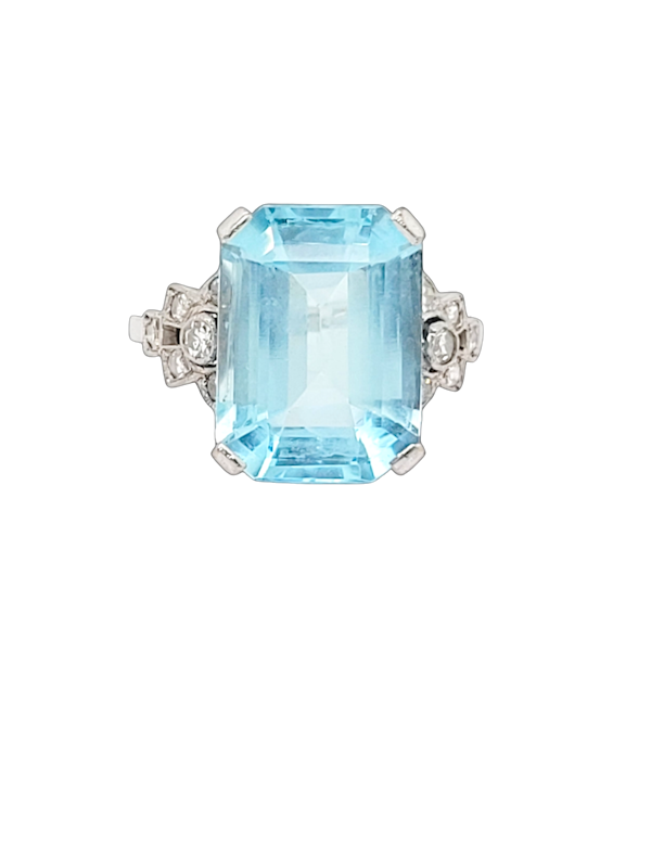 Art deco Aquamarine and diamond dress ring SKU: 7707 DBGEMS - image 1