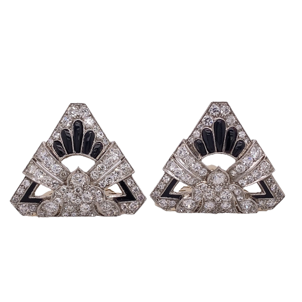 Onyx & Diamond Collar Clips - image 1