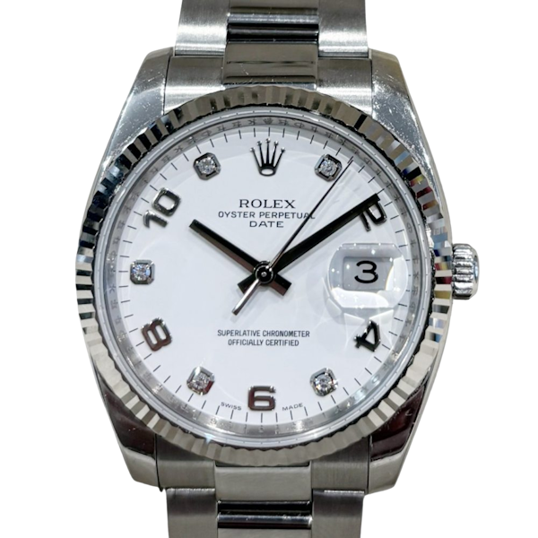 ROLEX OYSTER PERPETUAL DATE WHITE FACTORY DIAMON DIAL 115234 - image 1