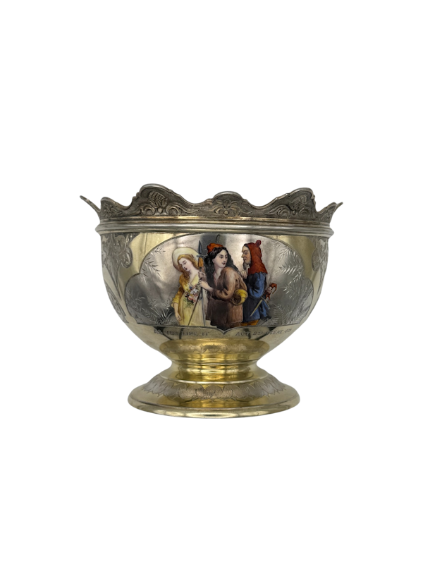 A Very Rare Victorian Parcel-Gilt Silver And champleve enamel bowl, Charles Edwards London, 1883. - image 1