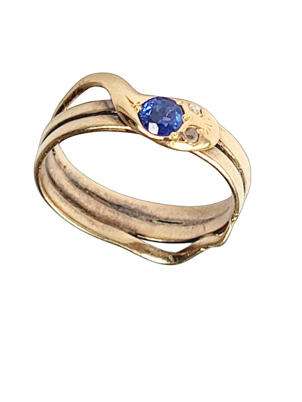 Antique snake ring with sapphire SKU: 7729 DBGEMS - image 1