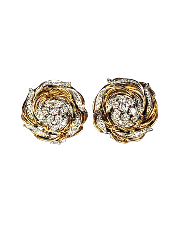 Cool vintage gold wire and diamond ribbon earrings SKU: 7730 DBGEMS - image 1