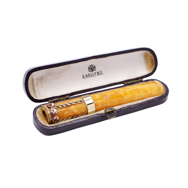 Karl Faberge 14kt gold and amber cheroot - image 1