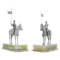 Asprey pair or horse-riding solid silver figurines on marble base - image 1