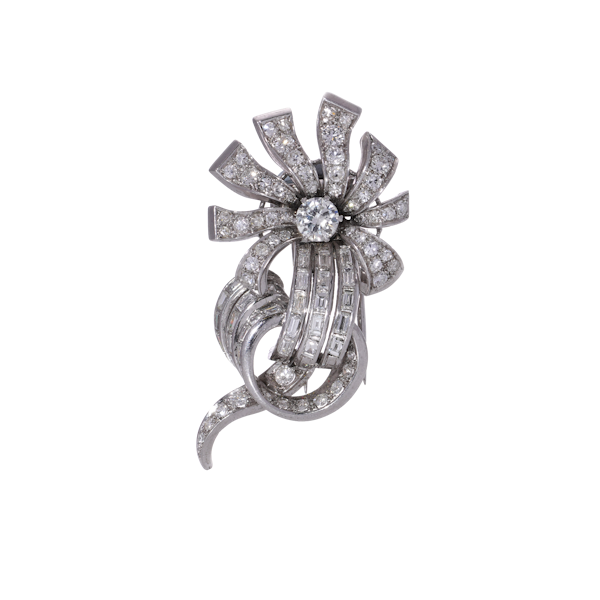 Cartier Platinum flowerhead diamond brooch - image 1