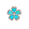 Victorian 9kt gold and silver diamond turquoise flower head brooch - image 1