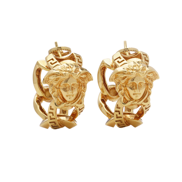 Gianni Versace 18kt gold La Medusa clip-on hoop earrings - image 1