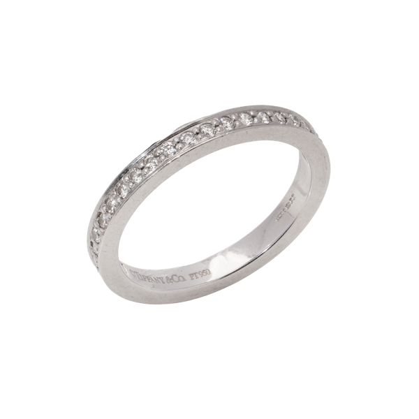 Tiffany & co. platinum half - eternity diamond band ring - image 1