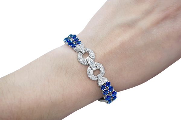 Art Deco Sapphire & Diamond Bracelet - image 1