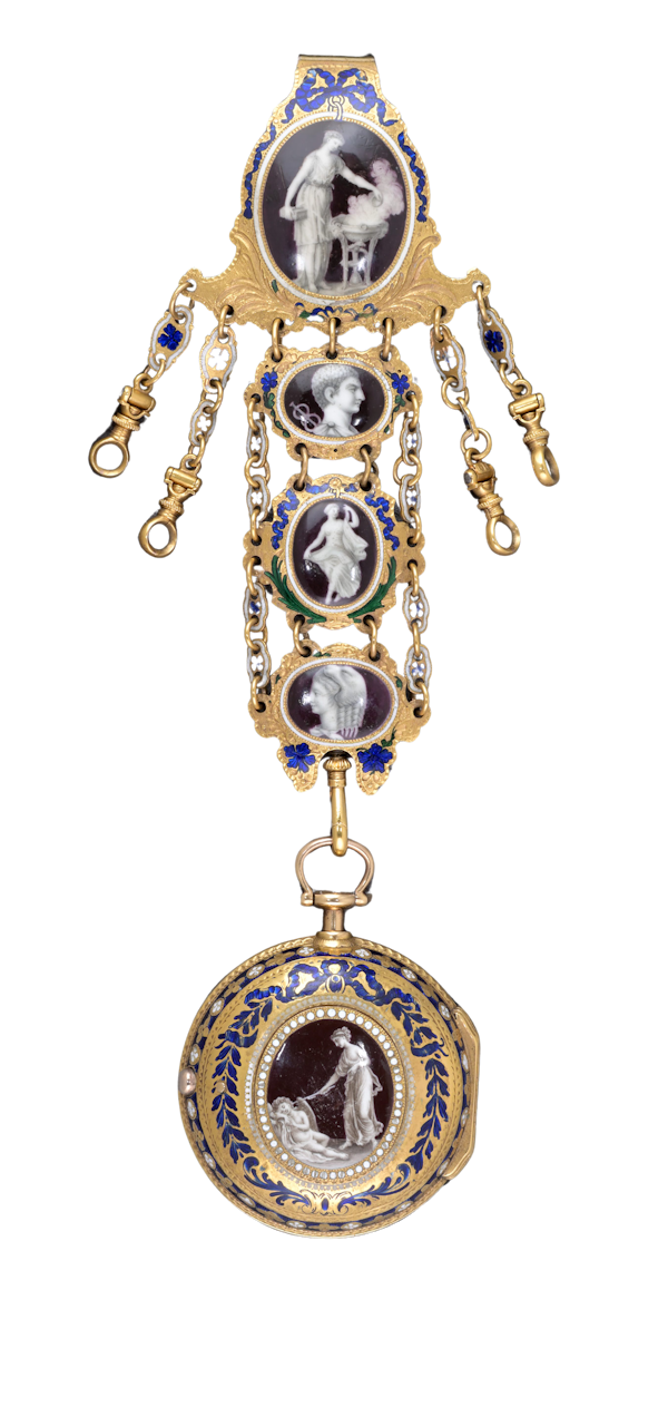 Irish Gold and Enamel Chatelaine Watch - image 1