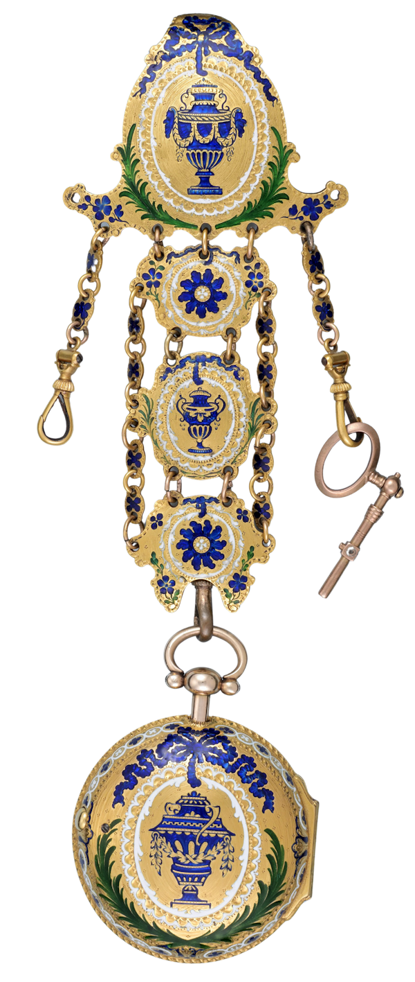 Gold and Enamel Chatelaine Watch - image 1