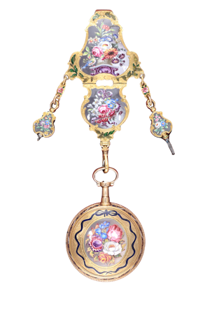 French Gold and Enamel Repeater with Chatelaine