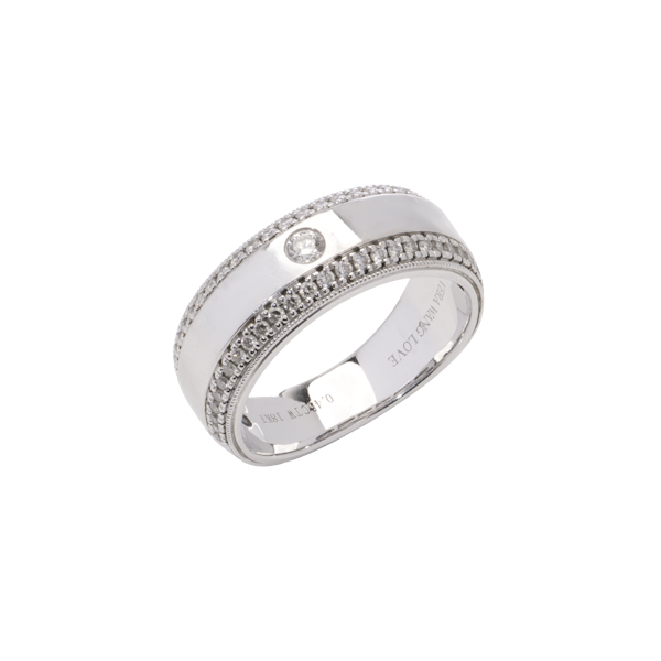 Vera Wang Love 18kt white gold diamond men's band ring - image 1