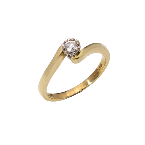 Vintage 18kt Yellow Gold Diamond Solitaire Ring (Circa 1970s) - image 1