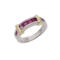 Vintage 18kt White and Yellow Gold Ruby Band Ring - image 1