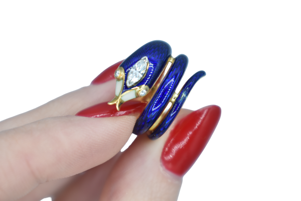 Vintage Enamel Snake Ring - image 1