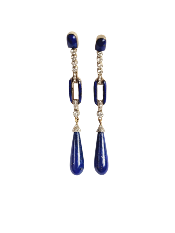 Pair of Lapis-Lazuli and diamond art deco earrings SKU: 7800 DBGEMS - image 1