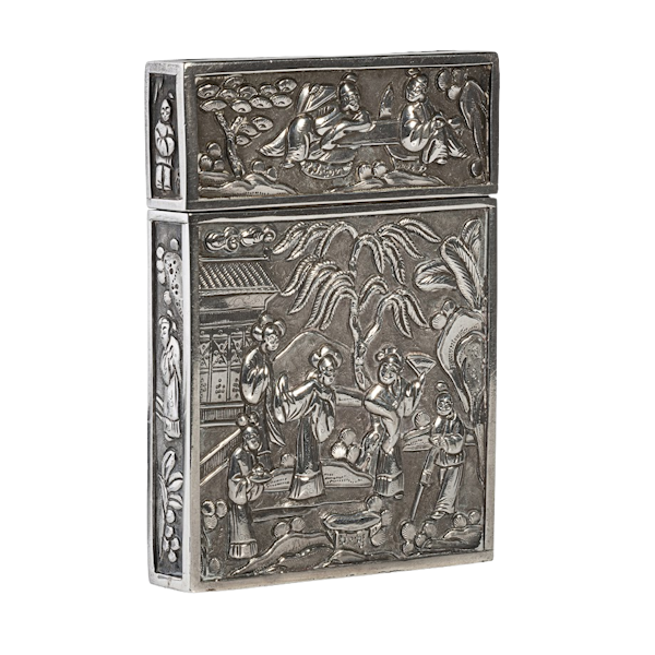 An early 19th century Chinese Export silver visiting card case with erroneous London Hallmarks. - image 1