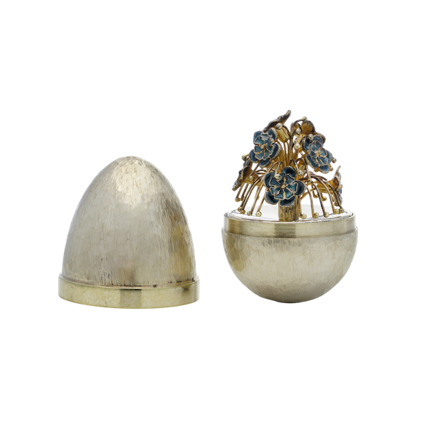 Stuart Devlin vintage silver gilt flower novelty egg - image 1