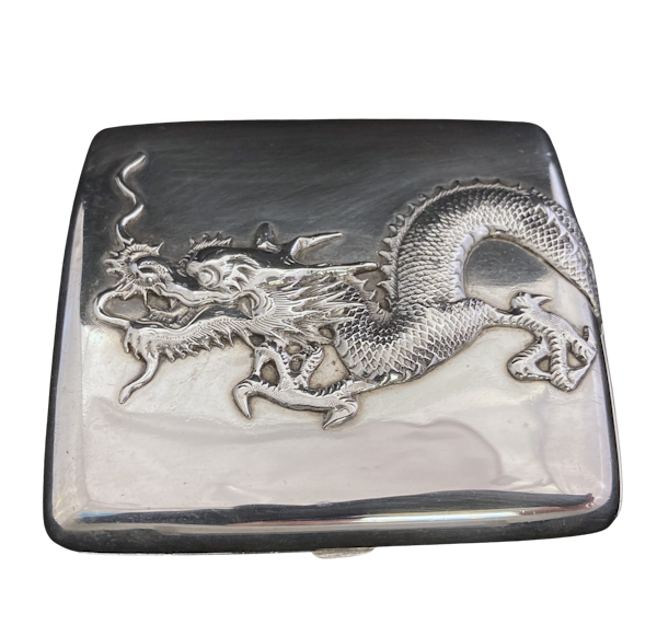 Antique Chinese Silver Dragon Cigarette case - image 1