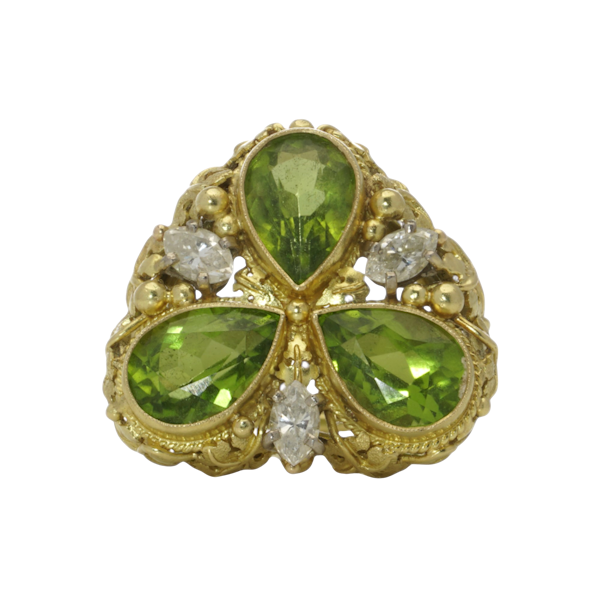 Vintage 18kt yellow gold peridot ring - image 1