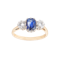 Three Stone Sapphire Diamond Ring - image 2