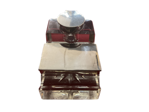 Antique silver & glass inkwell  &stamp case