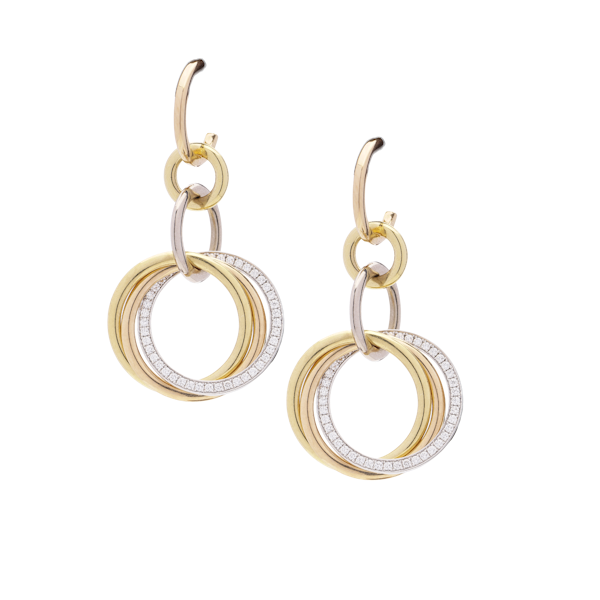 Cartier 18kt gold trinity hoop diamond earrings - image 1