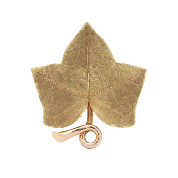 Cartier 18kt gold textured leaf brooch - image 1