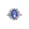 Chaumet 18kt gold natural blue sapphire diamond cluster ring - image 1