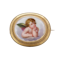 Victorian 18kt gold hand - painted enamel cherub brooch - image 1