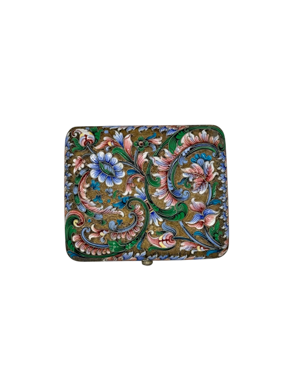 Antique russian silver cloisonné enamel cigarette case, Moscow, c.1900. - image 1