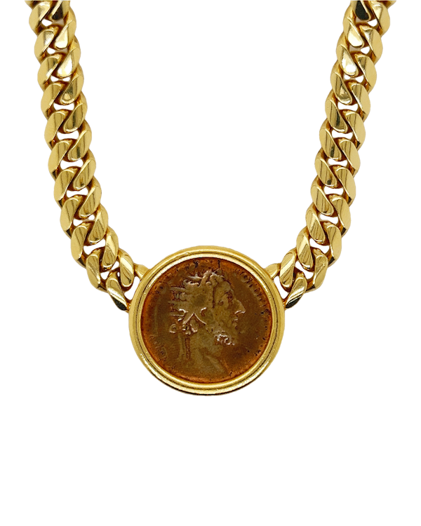 Bulgari Monete Vintage Curb Yellow Gold Ancient Coin Necklace - image 1