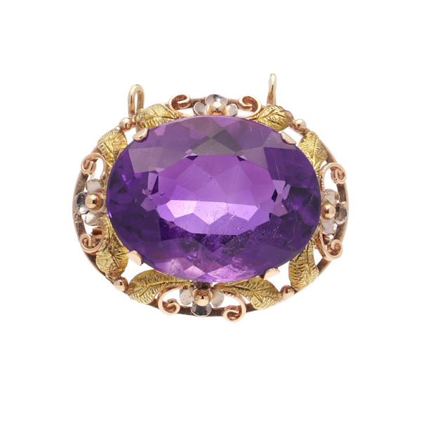 Victorian 18kt Gold Amethyst Brooch - image 1