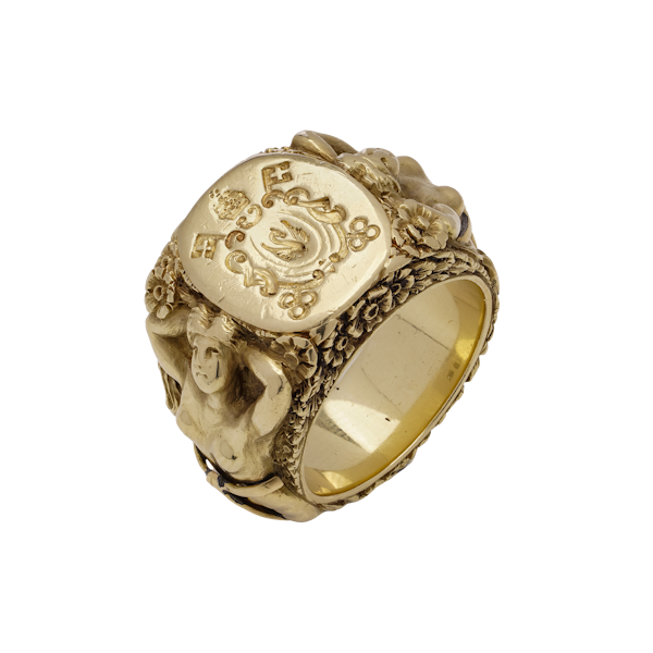 18kt Gold Ring with Coat of Arms - image 1