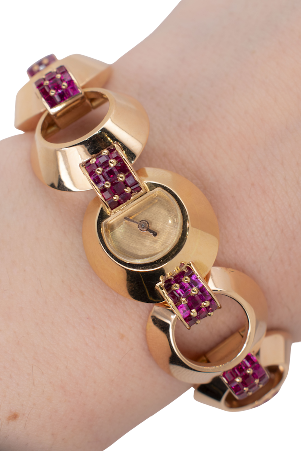 Omega Ruby & Gold Watch Bracelet - image 1