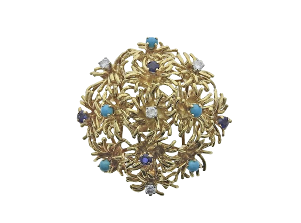 Tiffany & Co 18k Gemstone Brooch - image 1