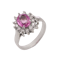 18kt white gold pink sapphire and diamond cluster ring. - image 1