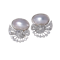 Vintage Platinum Half Pearl and Diamond Clip-On Earrings. - image 1