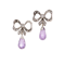 14kt gold and silver night and day amethyst bow earrings - image 1