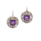 Victorian 9kt Gold Amethyst Diamond Cluster Earrings - image 1