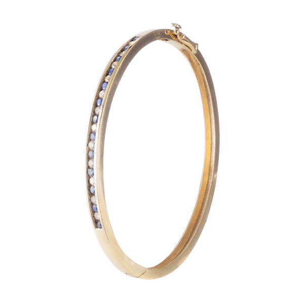 Vintage Gold Sapphire & Diamond Bangle | c.1970 - image 1