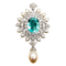 Paraiba Tourmaline, Diamond, Pearl and White Gold Brooch-cum-Pendant, Circa 1990 - image 1