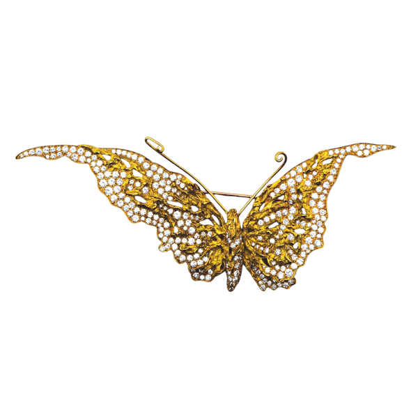 Vintage Bulgari Diamond and Gold Butterfly Brooch, Circa 1970 - image 1