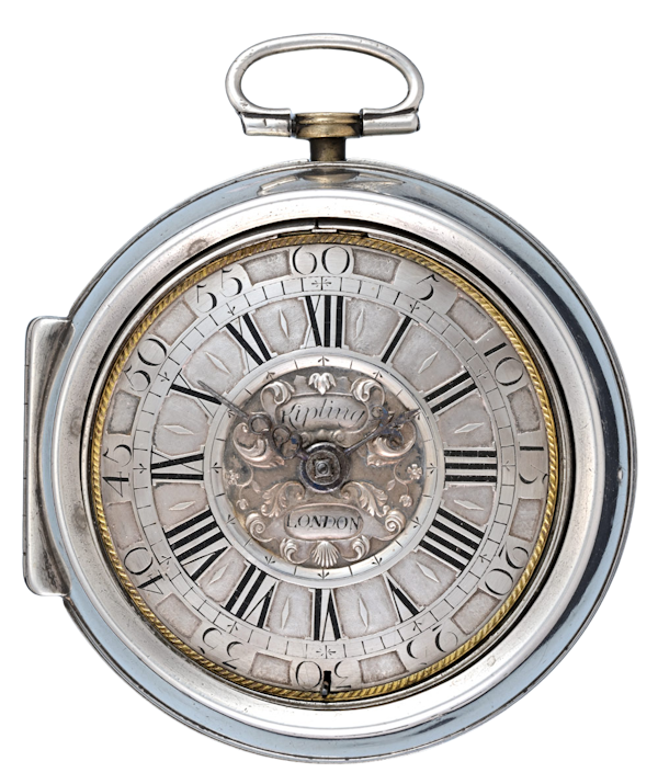 Silver Champleve Dial Pair Cased Verge - image 1